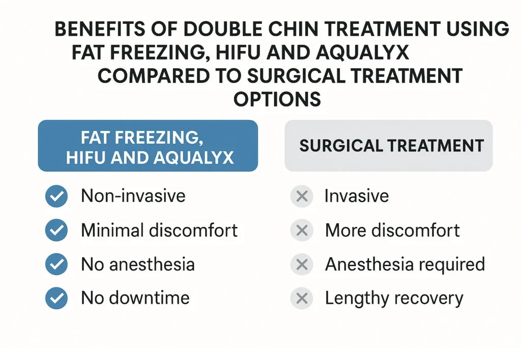Graphic about the benefits of double chin treatment Upton - from LA LIPO