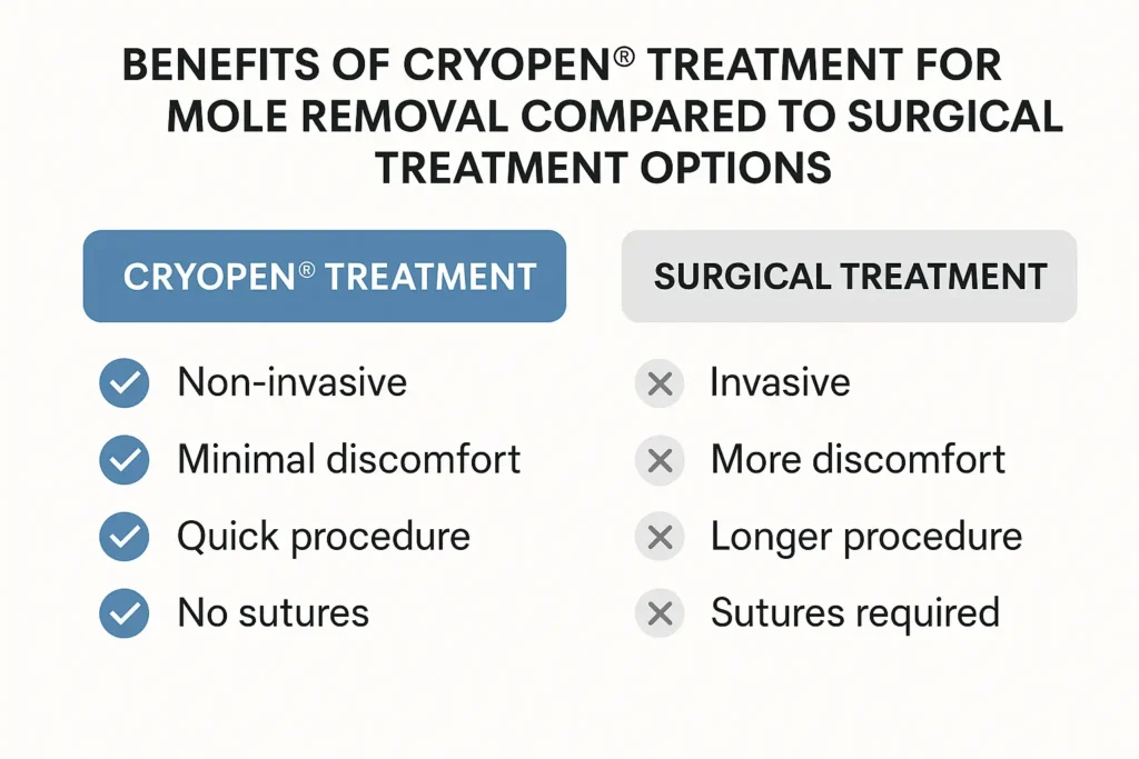 Benefits of professional mole-removal assessment at LA LIPO Upton