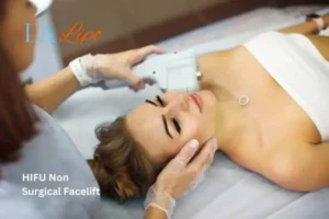 Woman having Hi-Fu to reduce wrinkles Upton.