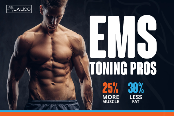 Image of man with sculpted stomach showing the fat loss and muscle gain of LA-EMS Body Sculpting Treatment Upton